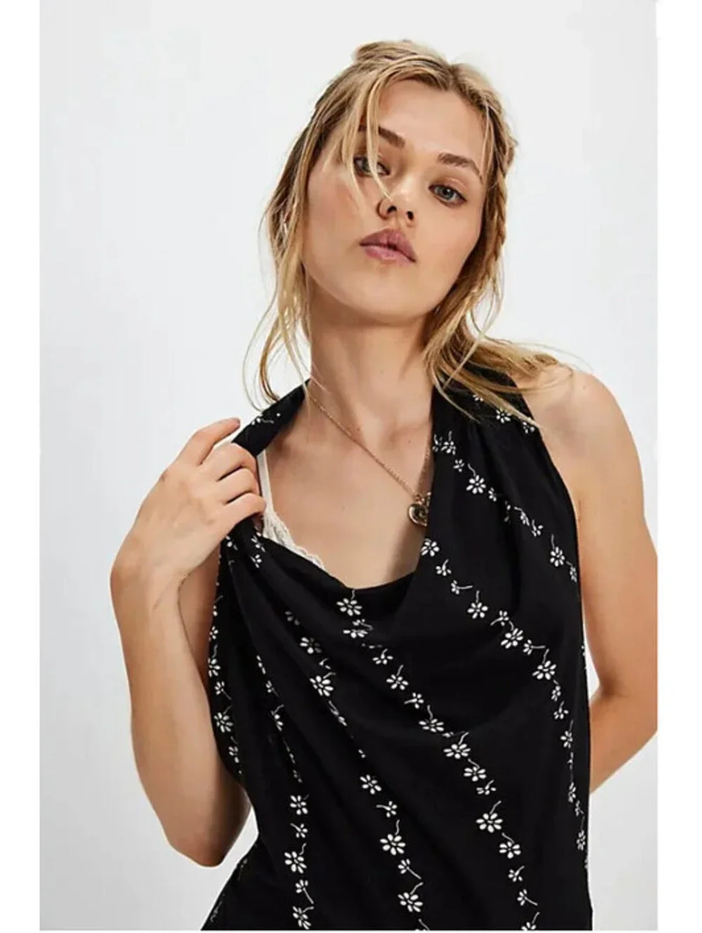 Free People Electric Days Printed Mini Dress black  White Floral XS NWT